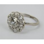 18ct white gold diamond set ring, central diamond 0.75ct.