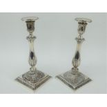 Pair of antique silver neo-classical candlesticks Height 27cm.