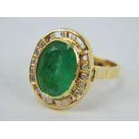 18ct yellow gold emerald and diamond cocktail ring. Emerald approx 5cts.