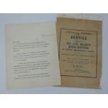 WW1 Ministry of Munitions letter with printed Churchill signature & Queen Victoria order of service