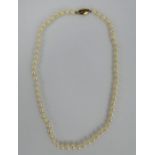 Cultured pearl necklace with 9ct gold clasp - 45cm long