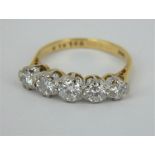 18ct yellow gold five diamond ring, approximately 2cts