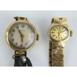 A Rotary 9ct gold ladies watch and bracelet & another 9ct gold cased ladies watch