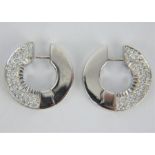 Pair of 18ct white gold and diamond encrusted hoop earrings