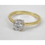 18ct gold 1ct diamond solitaire ring - Size Q