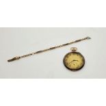 A 14ct. gold Longines open face pocket watch, crown wind, having signed gold Arabic numeral dial