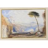 Circle of J M W Turner a  pair of 19th cent Watercolour studies  7.5inch by 5inch watercolour