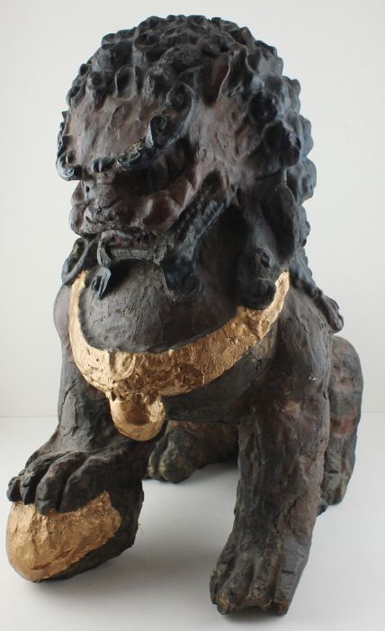A pair of large Chinese polychrome 18th cent Dogs of Fo