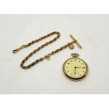 A 9ct. gold open face pocket watch, crown wind, having white Arabic numeral dial with Arabic numeral
