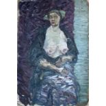 An interesting 19th cent European school oil on board singed verso