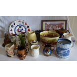 Group lot of China to include Torquay ware, copper lustre, Royal Doulton, Bretby and a Keith Murry
