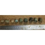 Collection of 9 mid to late medieval copper / bronze thimbles & ring thimbles