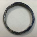 Rare Roman funeral offering blue glass Bangle, North African. Approximately 5cm diameter & 5mm.