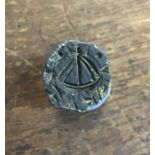 Medieval bronze merchant Seal Matrix depicting a ship.