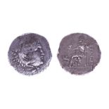 Ancient Greek Macedonian Kingdom Alexander the Great Tetradrachm, Pegaso mark, approximately 30mm