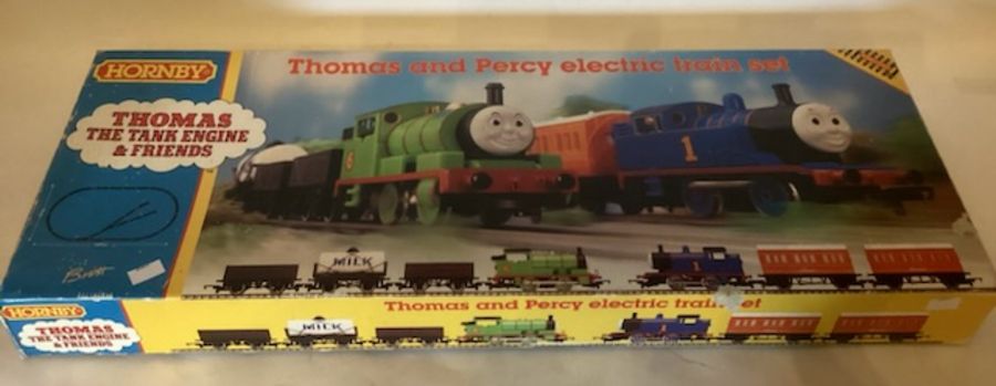 Hornby Railway set; Thomas and Percy electric boxed vintage train set-contents appear complete-