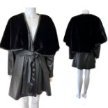 A vintage Blanes of London leather swing jacket with tie belt and huge shawl collar that can be worn