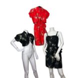 Two mid-century Hawaiian two pieces C1960s to include a sarong effect dress in black with silver,