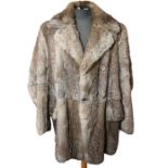 men's rabbit fur 3/4 length coat C1970s. M-L  48 inch/122 cm around the chest(1) good, supple