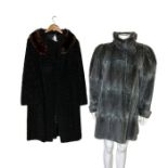 A 1930s/40s dyed and sheared musquash (chinchilla effect) 3/4 length coat with puffed shoulders,