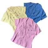 8 1950s embroidered blouses to include souvenir blouses from Puerto Rico, colours to include yellow,