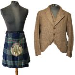 A 1931 dated tweed jacket and waistcoat made for col S J Cowan, jacket measures 46 inches around the