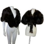 A 30s/40s silver fox cape along with a 1950s chocolate mink cape by Williams & Hutchins Ltd, a 1950s