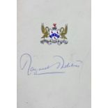 Margaret Thatcher (1925-2013). Autograph. Signed in blue ink on the cover of a menu for the