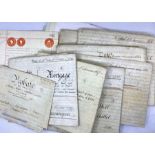 A bundle of vellum indentures & title deeds of Freeford House, Lichfield, including mortgage, lease,