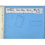 Enid Blyton (1897-1968). Autograph. Inscribed & signed in bold blue ink on clipped paper, 'Hilary,