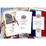 An extensive collection of original menus for receptions & luncheons hosted by the Lord Mayor of