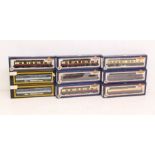 Bachmann: A collection of seven boxed Bachmann coaches to comprise references: 34-400, 34-651, 34-