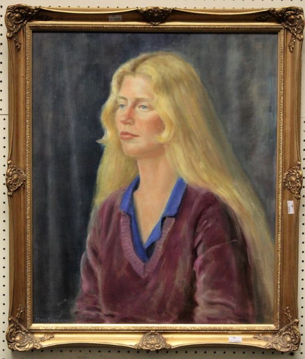 Margery Van Duyn (20th century) ' Girl with Golden Hair' Oil on board, signed and dated, 1979