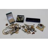 A collection of period costume jewellery, to include items of Scottish sterling silver, rolled