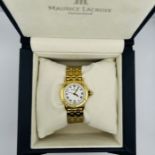 A Maurice Lacroix of Switzerland ladies 18k stamped case watch with stainless steel and gilded