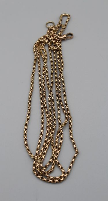 A 9 carat gold fancy link long chain, 155cm, gross weight 30gms