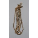 A 9 carat gold fancy link long chain, 155cm, gross weight 30gms