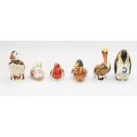 Six Royal Crown Derby bird paperweights