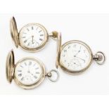 A collection of three early 20th century silver cased pocket watches, to include an Elgin hunter,