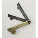 Late Georgian era veterinary fleam c.1800. Brass case with 2 steel blades. The case is marked Cha