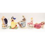 Five lady figures Franklin Mint and Continental