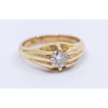 A diamond 18ct gold ring, claw set with a round brilliant cut diamond approx 0.50ct, size L, total