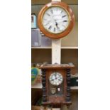 19th century small German wall clock, together with a round Smiths of London wall clock, spares