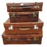 4 mid 20th Century suitcases