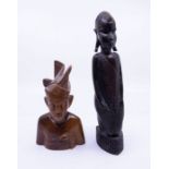 Two mid 20th Century African wood carved figures