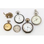 A collection of items to include a 1920's open faced pocket watch, white enamel dial, Arabic