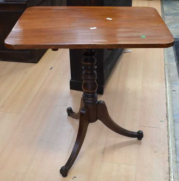 An early 20th century mahogany plant stand, together with an early 19th century tilt-top wine - Image 2 of 2