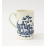 A Worcester blue and white large mug, circa 1760, blue and white, 15 cms high Further details: large