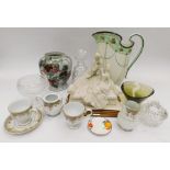 A collection of mixed 20th century china and glass wares, including Edwardian chamber pots, early