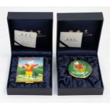 Halcyon Days - two Rupert Bear enamel boxes in original packaging